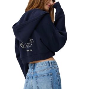 Sudadera cremallera capucha cropped